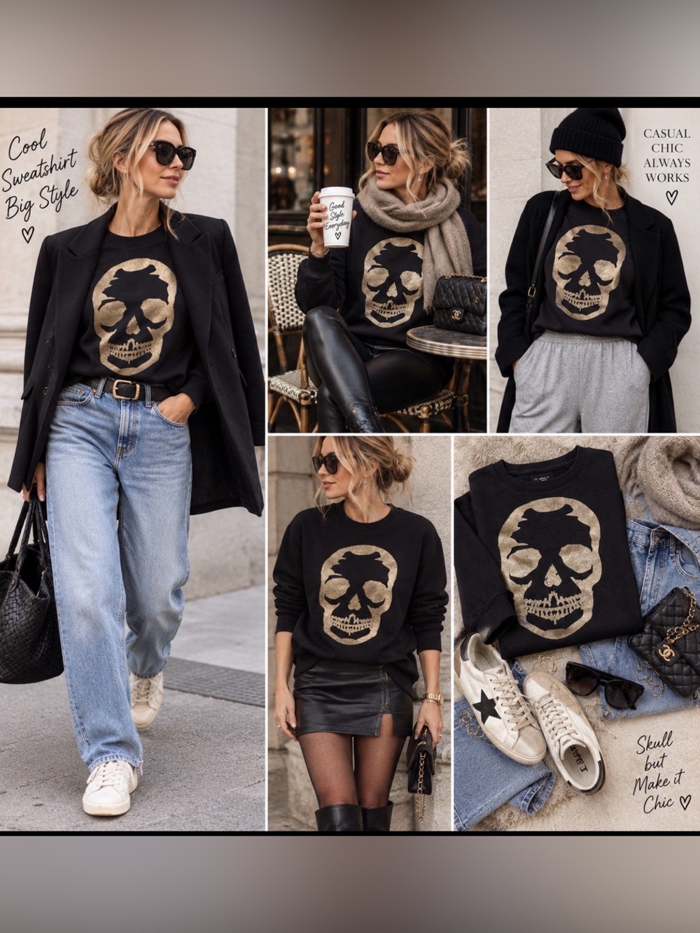 Zadig & Voltaire Upper Scull Black Sweatshirt with Gold Skull Sz M price firm!